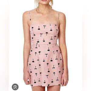 Bec + Bridge Pink Coconut Grove Dress with Black Palm Print size medium